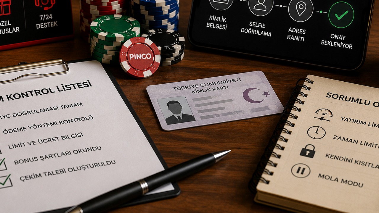 Pinco casino hesap yönetimi görsel alanı